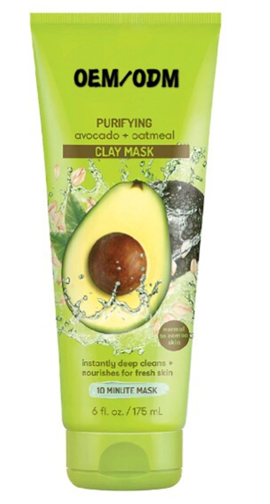 Private Label Organic Cleansing Nourishing Skin Green Avocado+Oatmeal Clay Face Mud Mask